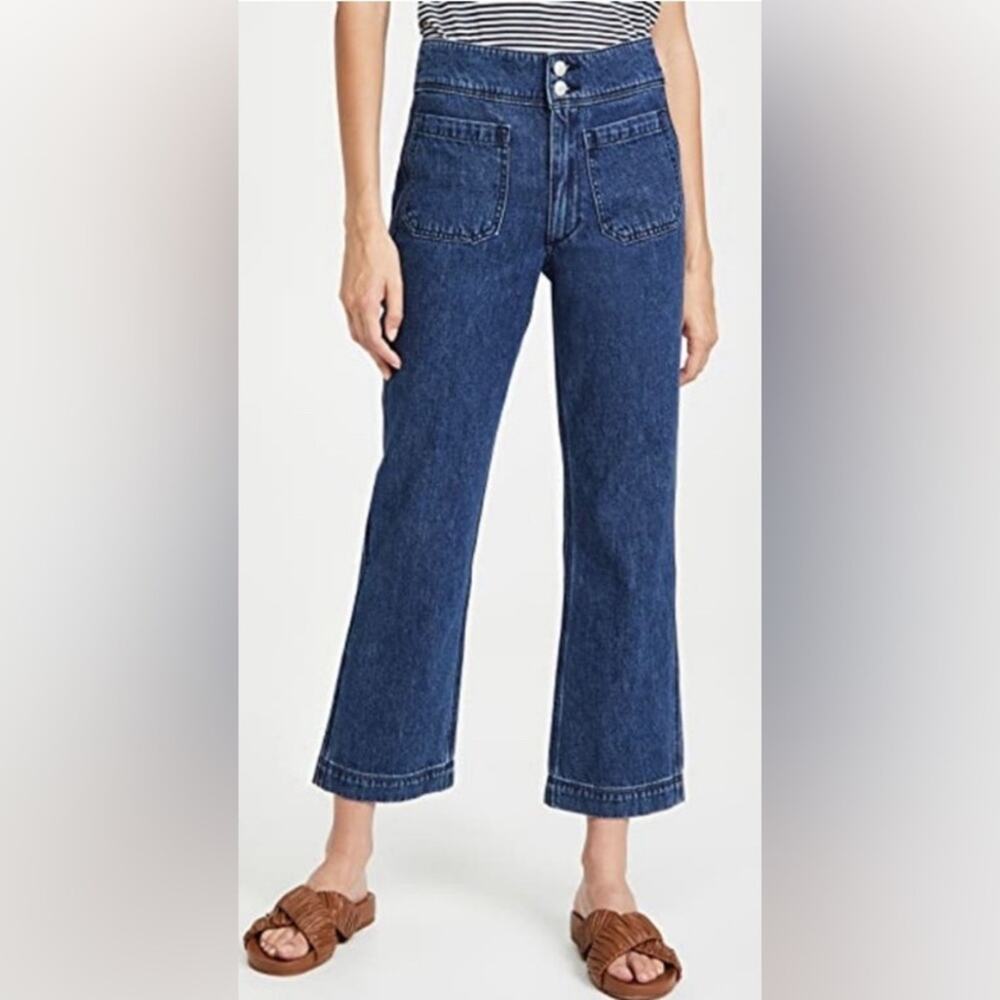 Women's High-Waist Cropped Wide-Leg Jeans - Blue